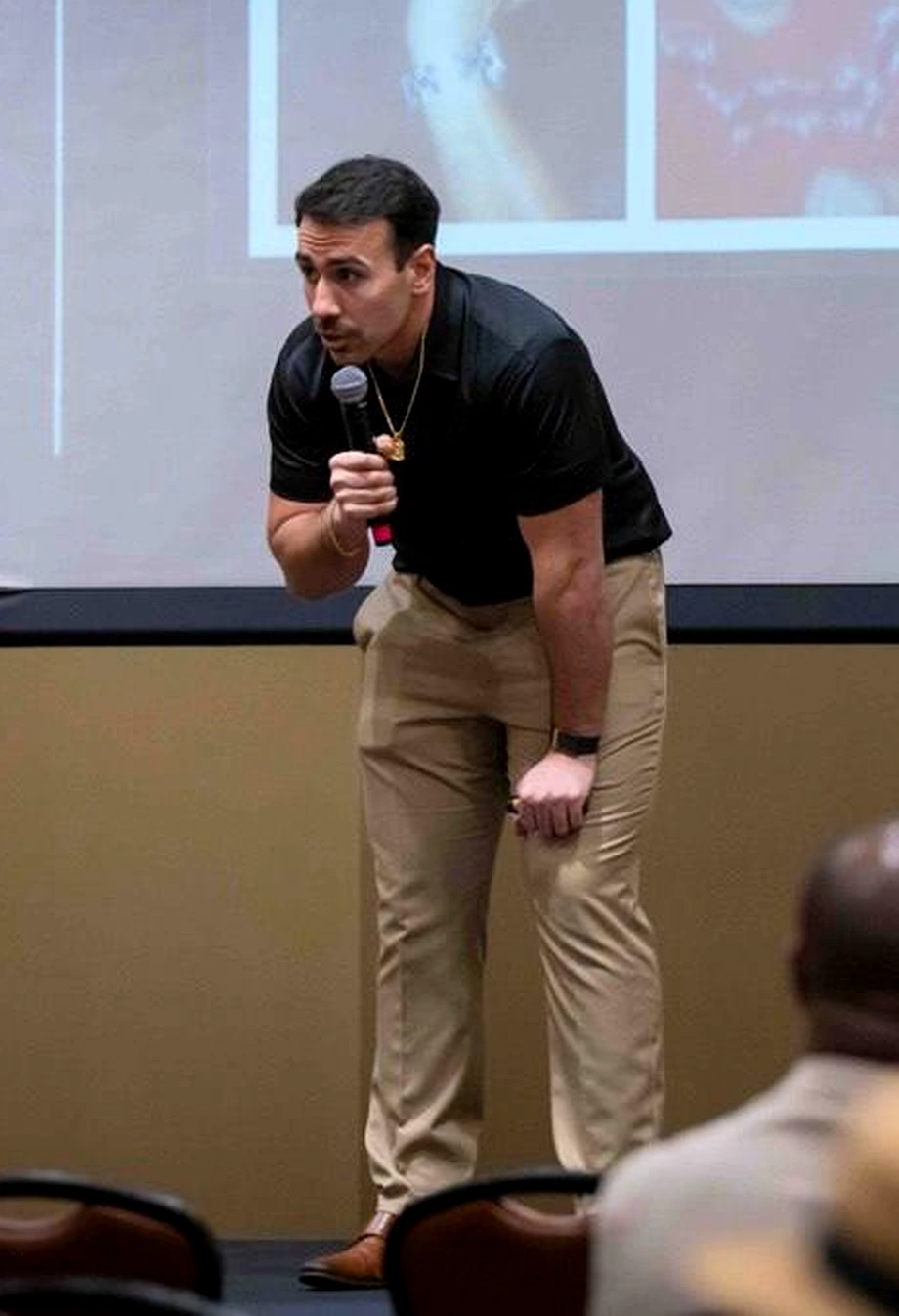 Nicola Trani speaking at a private event